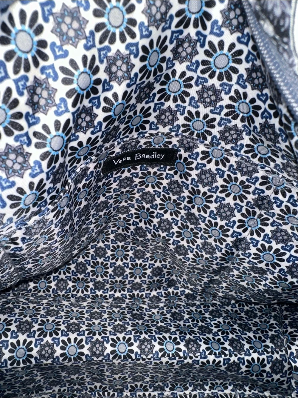 Vera Bradley Black and Gray Quilted Floral Medallion Tote